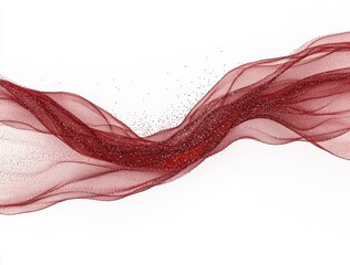 Wall Mural - Abstract flowing red particles against a white background, showcasing dynamic movement and texture