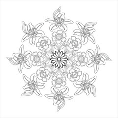 Wall Mural -  Abstract silhouette line art floral asian decorative mandala design 
