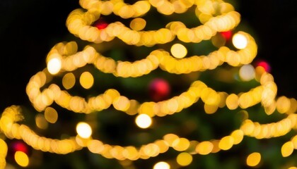 Poster - golden bokeh christmas tree lights with blurred festive decorations for holiday background or design template