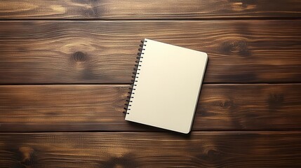 Canvas Print - Blank spiral bound notebook on a dark rustic wooden table, top view, natural light, simple minimalist, stationary, business, office, design, mockup