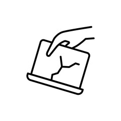 Poster - Broken monitor outline icons, minimalist vector illustration ,simple transparent graphic element .Isolated on white background
