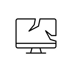 Poster - Broken monitor outline icons, minimalist vector illustration ,simple transparent graphic element .Isolated on white background