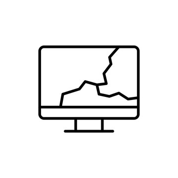 Broken monitor outline icons, minimalist vector illustration ,simple transparent graphic element .Isolated on white background