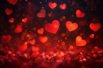 Poster - Abstract Love Background with Hearts and Bokeh Effect for Valentine's Day and Women's Day Celebration