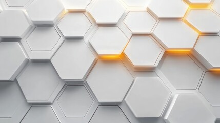 Aufkleber - Minimalist Overlapping White Hexagons with Ambient Lighting and Copy Space for Business Design