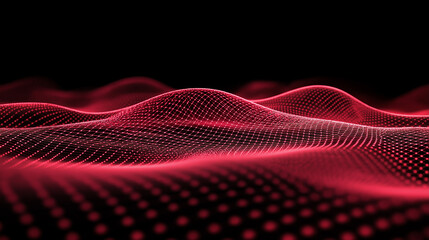Wall Mural - Abstract red glowing background with network connections and polygonal mesh pattern
