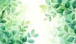 © zhuan - Watercolor Illustration of Leaves Green Nature Light Frame Asymmetrical Design