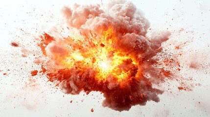 Poster - Plasma Burst Explosion, a vivid display of high-energy plasma erupting in a brilliant explosion, isolated against a clean white backdrop for striking visual impact.