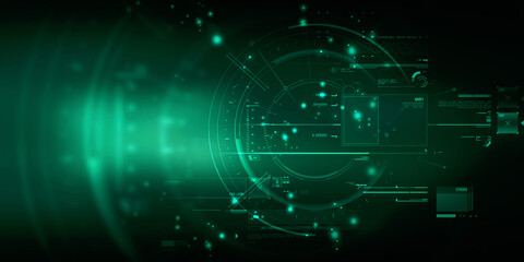 Poster - 2d illustration abstract futuristic electronic circuit technology background