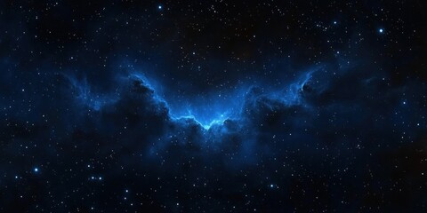Wall Mural - Surreal Starry Sky Nebula Background with Deep Blue Colors and Bright Star Clusters in Equirectangular Format