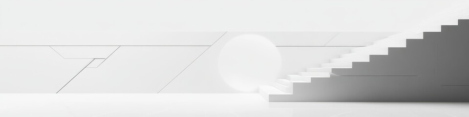 Poster - Minimalist Abstract Geometric Design with Soft Shadows and High-Key Lighting for Modern Website Header