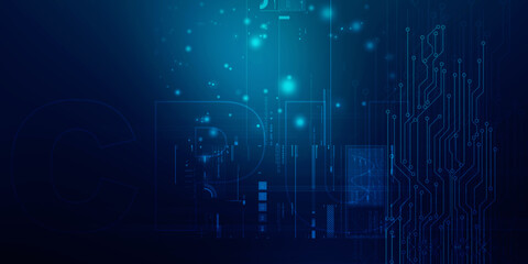 Poster - 2d illustration abstract futuristic electronic circuit technology background