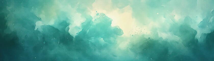 Aufkleber - Serene Underwater Watercolor Abstract Background in Blue Green Teal and Aqua Soft Light Filtered Design