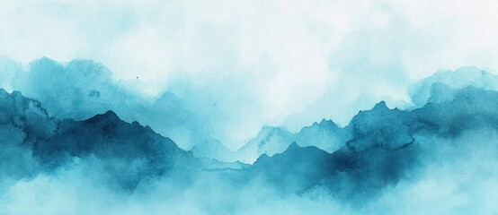 Poster - Abstract Blue Watercolor Background with Gradient and Textures Soft Lighting and Distressed Effects