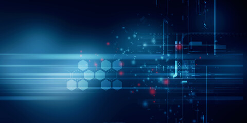 Poster - 2d illustration abstract futuristic electronic circuit technology background