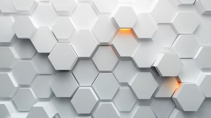 Leinwandbilder - Minimalist White Hexagon Background with Gentle Shadows and Copy Space