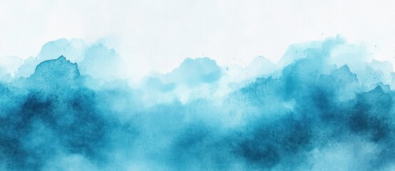 Aufkleber - Abstract Watercolor Painting Aqua Blue Gradient Soft Lighting Distressed Background Textured Decor