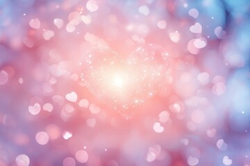 Poster - Heart Bokeh Background Abstract Dreamy Love Pastel Colors for Valentine's Day Women's Day Celebration