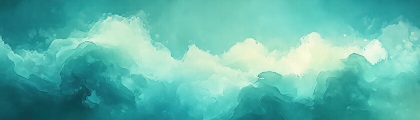 Aufkleber - Abstract Underwater Scene Watercolor Painting Teal Aqua Light Diffused Background
