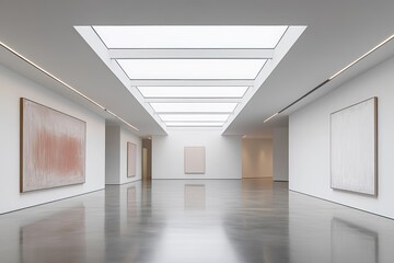 Poster - Spacious and Minimalist Room with Flat White Walls, Abundant Natural Light, and Contemporary Artwork for Creative Spaces and Exhibitions