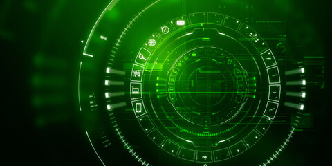 Poster - 2d illustration abstract futuristic electronic circuit technology background