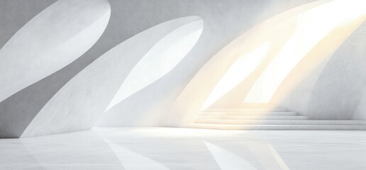 Fototapete - Geometric White and Light Gray Abstract Background with Triangles and Stripes in Minimalist Modern Design