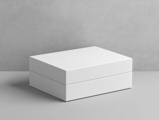 Poster - Minimalistic 3D White Box Packaging Mockup on Light Gray Background for Branding and Design Presentation