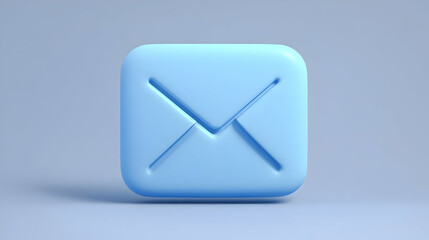 light blue 3d mail icon on light blue background
