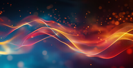 Wall Mural - Abstract blue background with wavy lines and dots