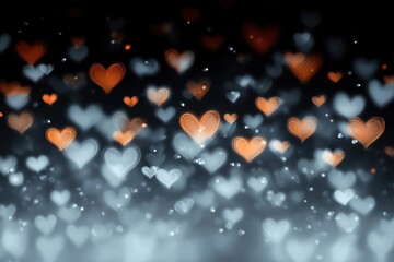 Poster - Abstract Love Background with Hearts Dreamy Bokeh Effect for Valentines Day and Womens Day Celebration