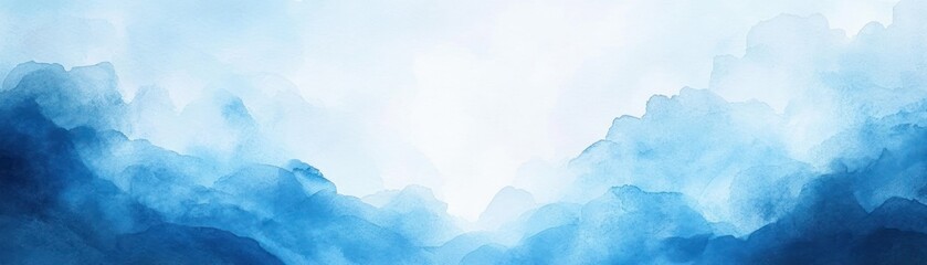 Poster - Soft Blue Abstract Watercolor Painting with Gentle Gradients and Calm Atmosphere