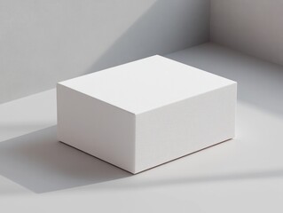 Aufkleber - Minimalistic White Box Packaging Mockup Isolated on Light Gray Background for Design Presentation 3D Rendering