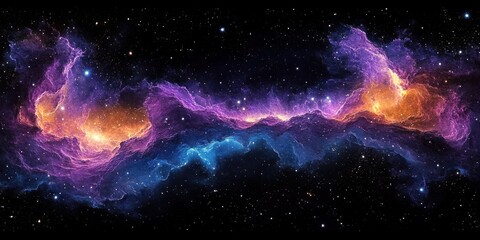 Wall Mural - Vibrant Nebula and Stars in Cosmic Environment Map for HDRI Spherical Panorama