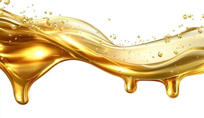 Wall Mural - Abstract golden liquid splash, flowing, dripping and splashing, against a plain background