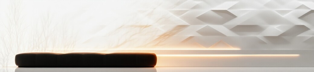 Poster - Minimalist White Geometric Design with Soft Lighting for Website Header