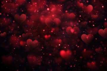 Poster - Romantic Abstract Background with Red Hearts Bokeh Light for Valentine's Day and Women's Day