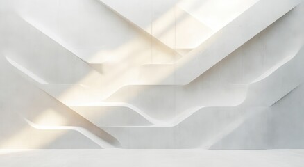 Leinwandbilder - Minimalist White Geometric Shapes Background with Soft Lighting
