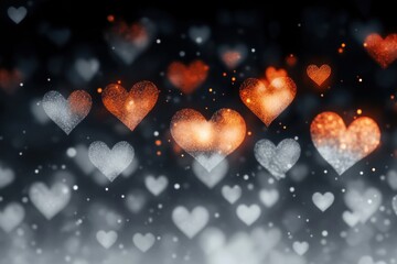Poster - Abstract Romantic Background with Hearts Bokeh Effect for Valentines Day and Women's Day Celebration