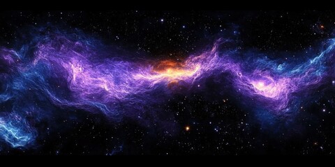 Wall Mural - Vibrant Nebula and Stars Cosmic Scene Digital Surrealism Wide Angle Environment Map