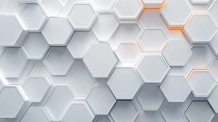 Poster - Minimalist White Hexagon Design with Soft Ambient Lighting and Copy Space