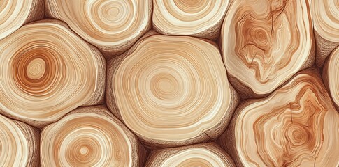 Poster - Seamless Pattern Featuring Light Wood Grain Texture with Distinctive Circular Patterns and Natural Variations Ideal for Background and Design Projects