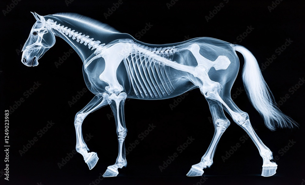 X-ray image of horse skeleton highlighting bone structure anatomy Stock ...