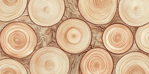 Poster - Seamless pattern showcasing light wood grain textures with visible rings and natural details, perfect for backgrounds or design elements in various creative projects.