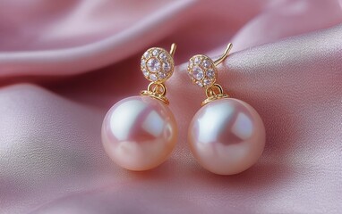 Wall Mural - Luxury pearl earrings on a soft backdrop, Saint Valentines Day and 8 March International Womens Day