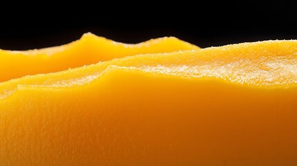 Wall Mural - Macro texture of juicy yellow mango slices against a dark backdrop.