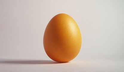 Fototapete - pastel yellow egg with speckled texture and reddish dots, against a plain light gray background