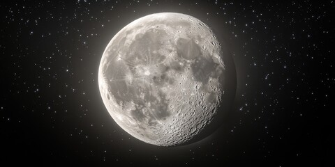 Canvas Print - a large, full moon is the main focus of this image. the moon is surrounded by a dark sky filled with