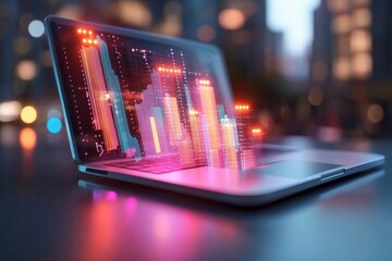Aufkleber - A 3D isometric rendering of a creative team working together in a futuristic office with holographic screens