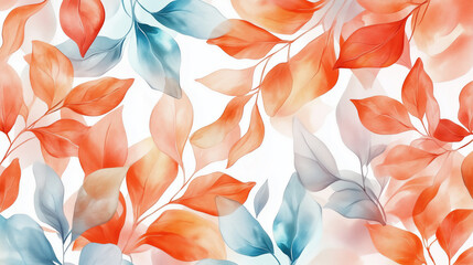 Wall Mural - Abstract Watercolor Leaf Pattern Design