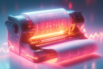 Poster - A 8-bit pixel art of a retro printer printing a tiny pixelated document, with animated paper rolling out